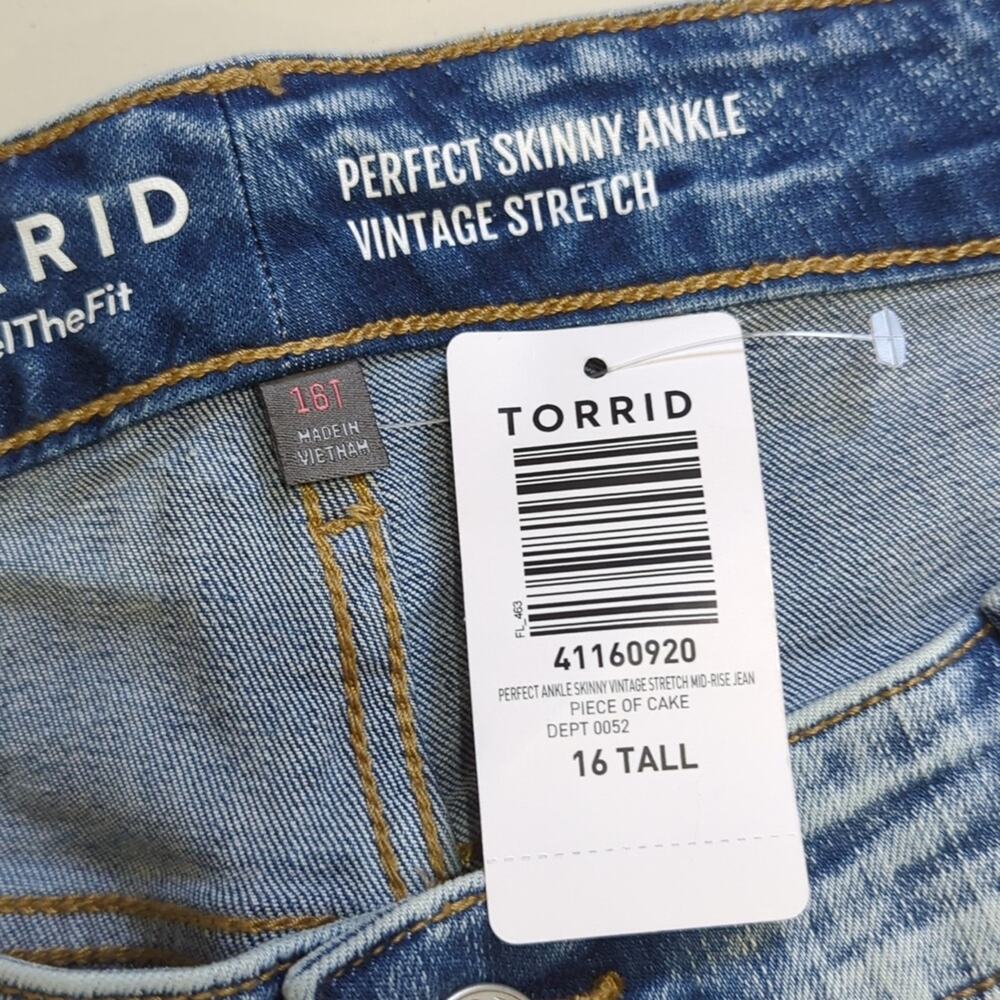 Torrid Perfect Skinny Ankle Vintage Stretch Jean Women's 16 Tall Curvy Mid Rise - Picture 7 of 8